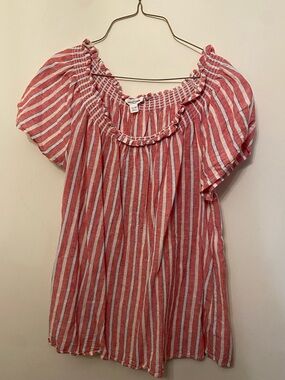 Women’s Red and White Striped Top size L